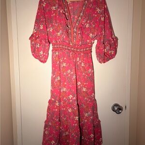 Max Studio Pink Floral Midi Dress